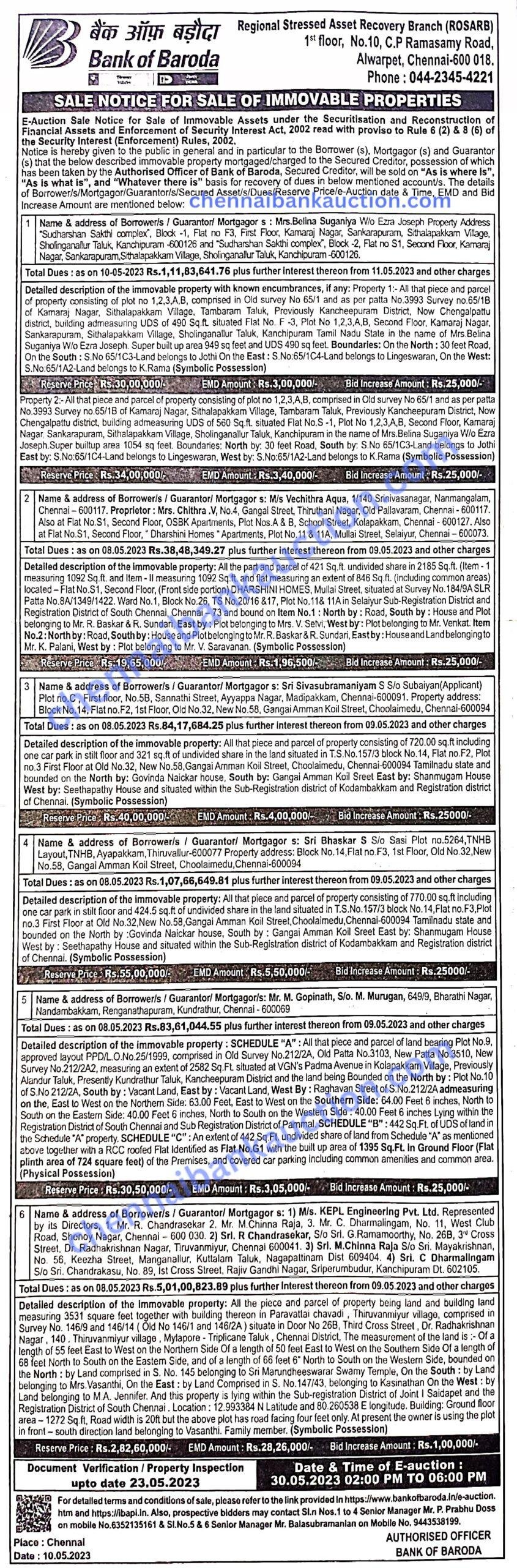 BANK AUCTION PROPERTIES CHENNAI BANK AUCTION