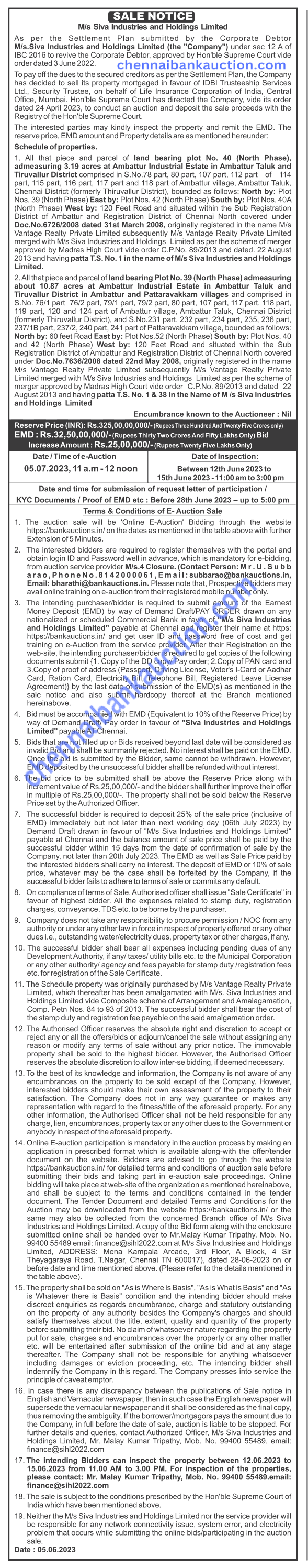 BANK AUCTION PROPERTIES CHENNAI BANK AUCTION