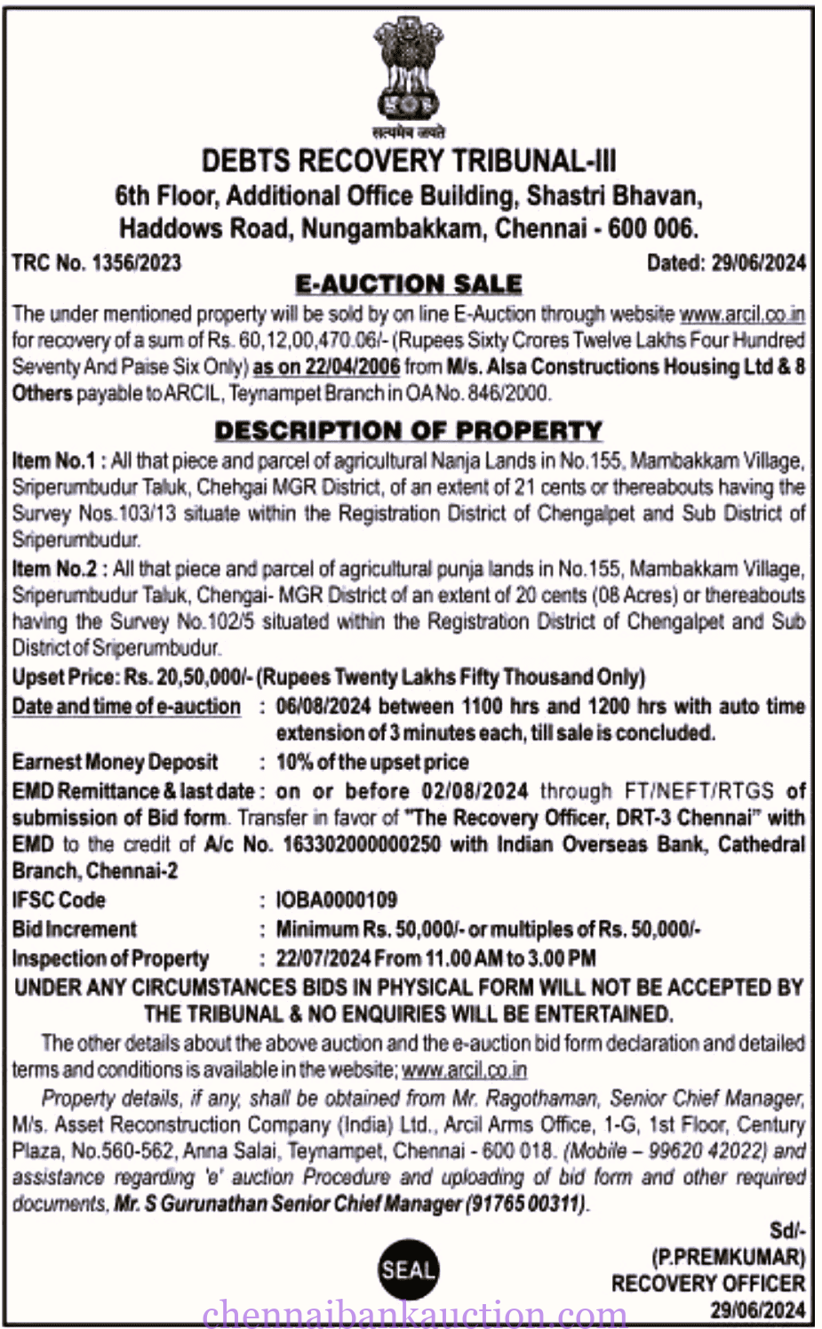 BANK AUCTION PROPERTIES CHENNAI BANK AUCTION