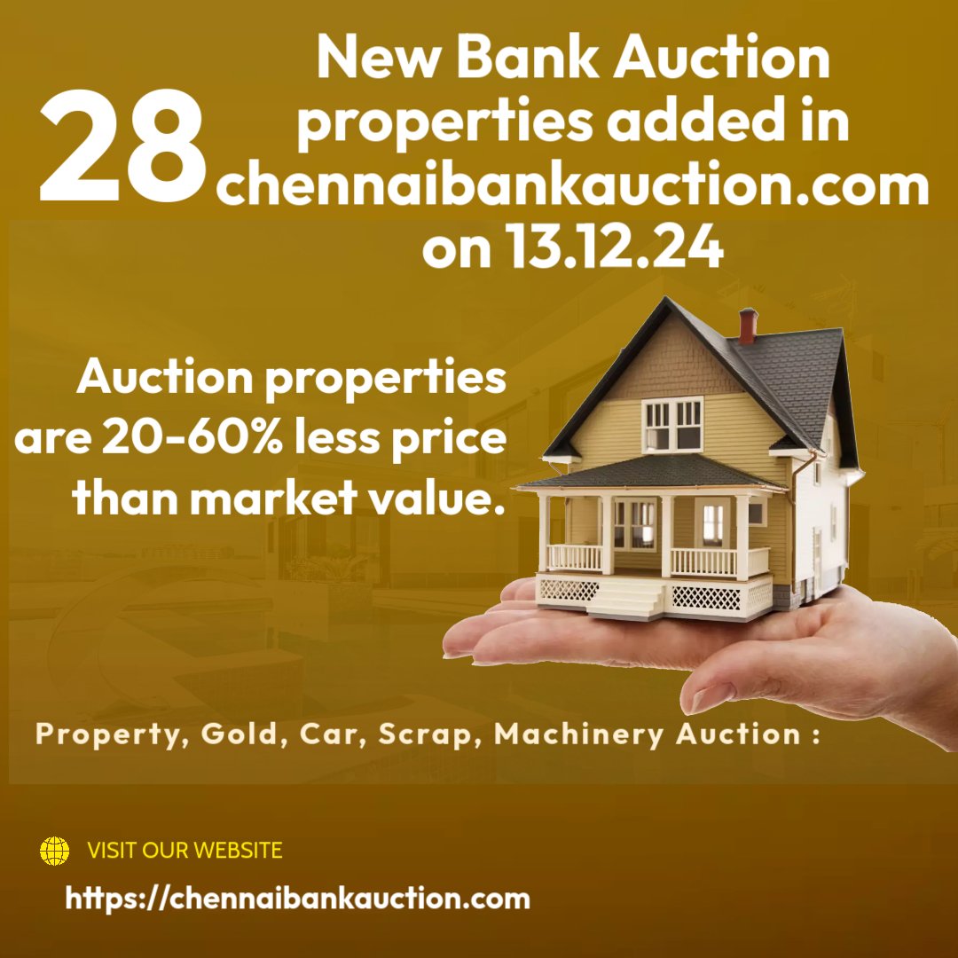 28 New Auction properties added in chennaibankauction.com on 13.12.24