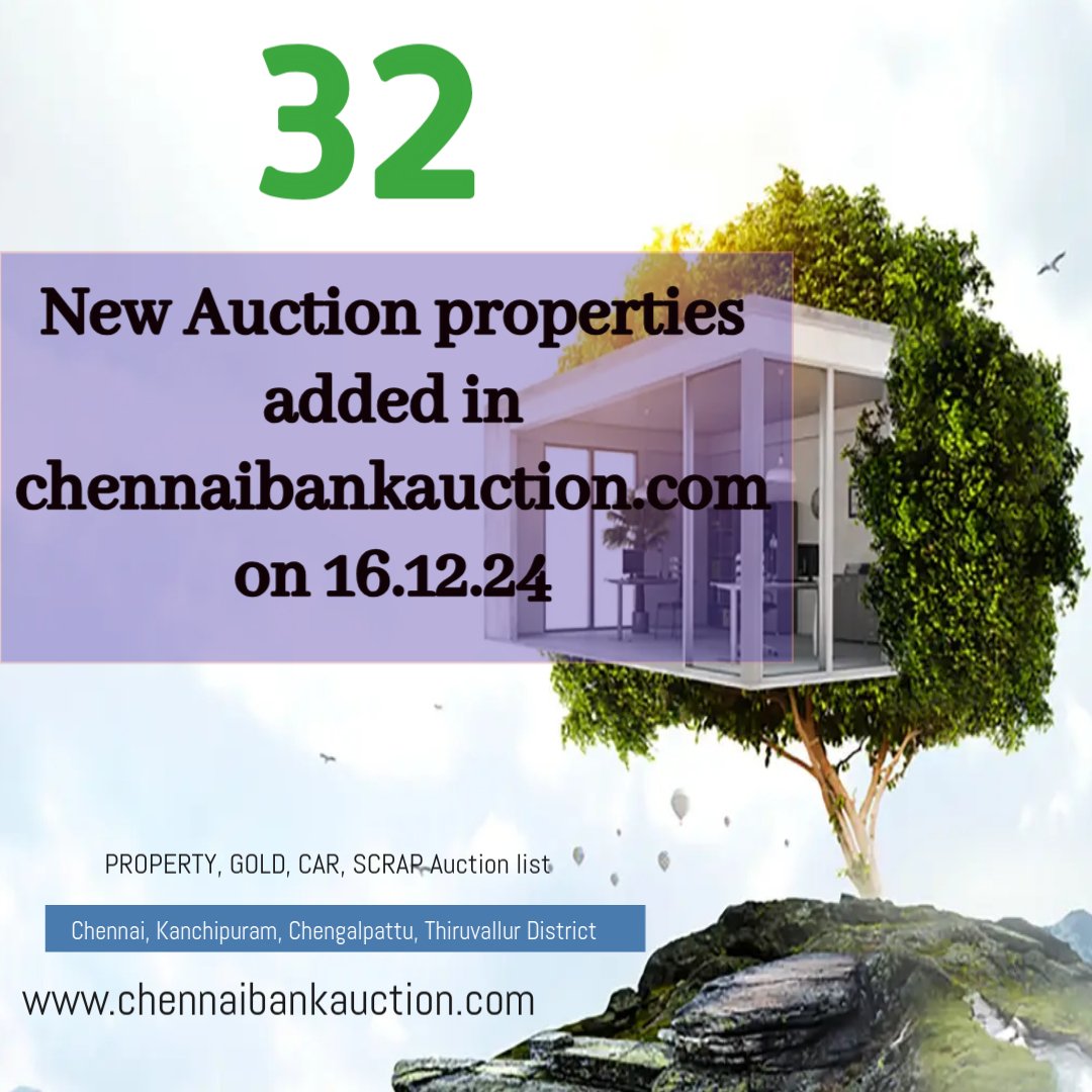 32 New Auction properties added in chennaibankauction.com on 16.12.24