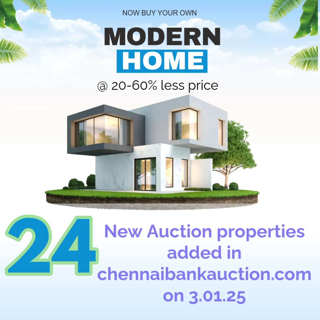 We list Properties, Car, Gold, Scrap auctions everyday based on Chennai, Kanchipuram, Chengalpattu, Tiruvallur districts