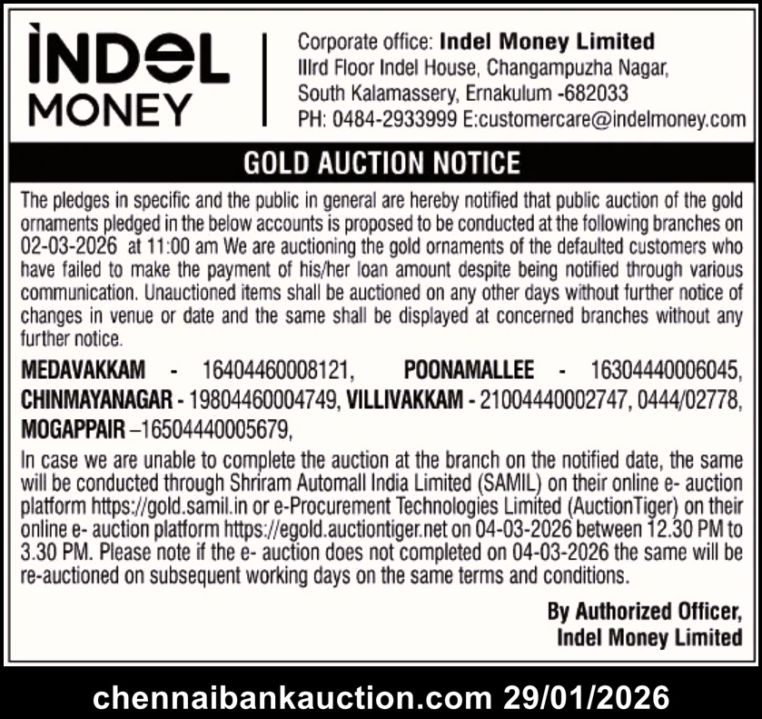 Sample bank auction sale notice